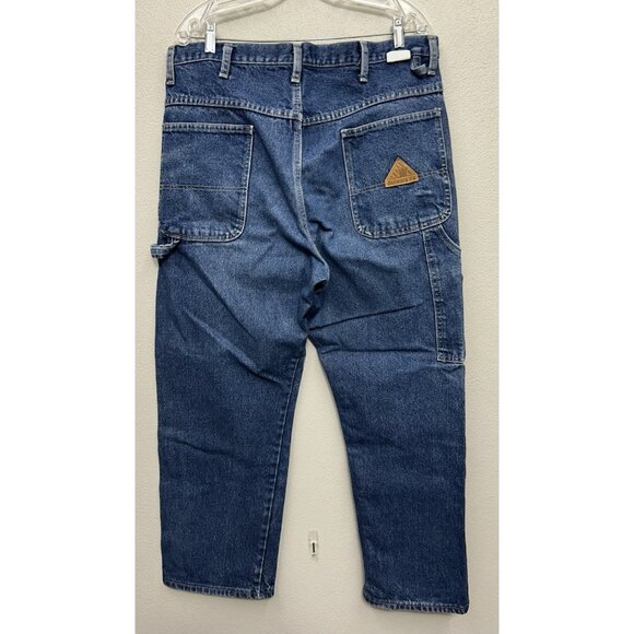 Bulwark FR Jeans Mens 37x30 Blue Fire Resistant Carpenter Straight Work Denim - Picture 2 of 8